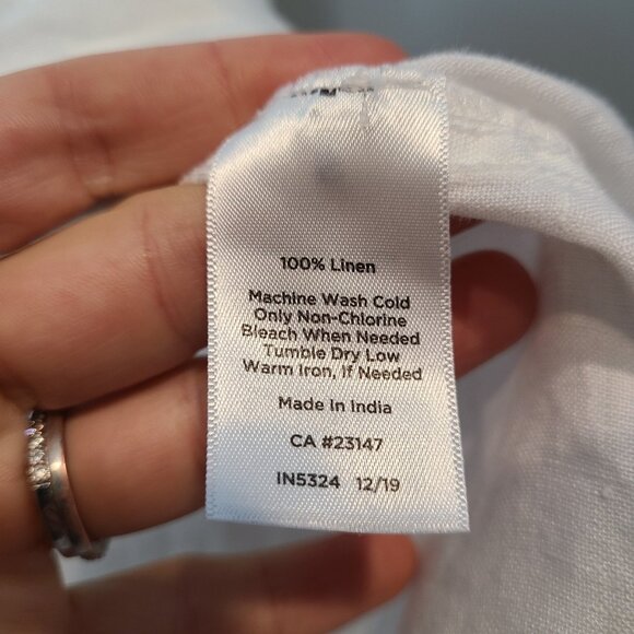 Talbots Womens Linen Blouse Top Plus 2X White Coastal Minimalist Flowy Resort - Picture 7 of 8